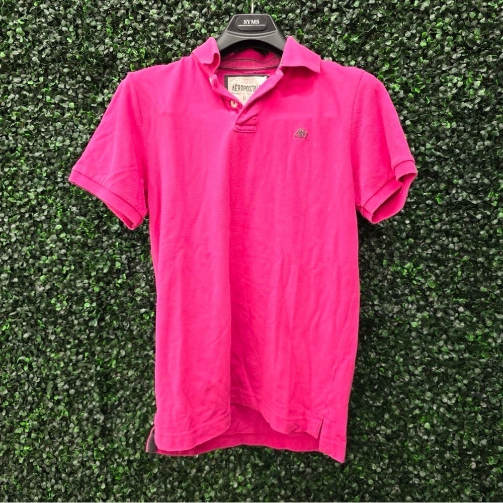 Aeropostale Women's Solid A87 Logo Polo Shirt - Pink (Rose) SZ M!